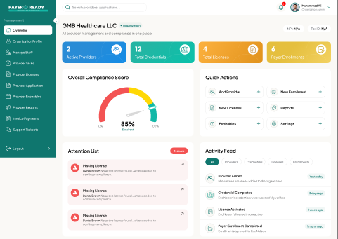 PayerReady Dashboard Mockup