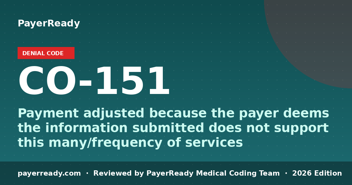 Denial Code CO-151: Meaning, Causes & How to Resolve (2026)